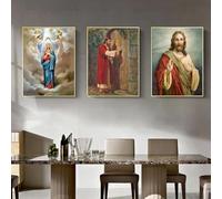 Baibexing Gesù Bussò Alla Porta, Dipinto A Olio Su Tela, Dipinto Religioso Di Cristo, Stampa Artistica Da Parete, Per Camera Da Letto, Chiesa, Arredamento Per La Casa 30X40Cmx3Pcs Sans Cadre