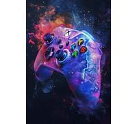 Baibexing Impression Sur Toile Représentant Un Casque De Jeu Abstrait En Couleur, Affiche Murale Pour Salle De Jeux, Décoration D'Intérieur, Format A2 40X60Cm Sans Cadre