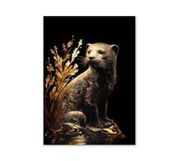 Baibexing Impressions D'Affiches D'Animaux En Or Noir, Peintures Sur Toile Modernes D'Animaux, Images D'Art Mural Pour La Décoration De La Maison Et Du Salon 50X70Cm Sans Cadre