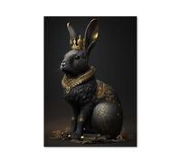 Baibexing Impressions D'Affiches De Lapin Sculpté En Or Noir, Peinture Sur Toile Moderne Représentant Un Animal, Images D'Art Mural Pour La Décoration Du Salon Et De La Maison 60X90Cm Sans Cadre