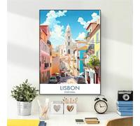 Baibexing Lisbonne Impression Albanie Portugal Açores Voyage Affiche Vintage Paysage Urbain Scène Colorée Impression Nature Paysage Toile Peinture A2 30X40Cm Sans Cadre