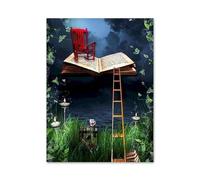 Baibexing Livres De Rêve Fantastiques, Paysage Coloré, Peinture Sur Toile, Affiche Et Impressions, Art Mural, Images Pour Bibliothèque, Bureau, Décoration D'Intérieur, Format A2 30X40Cm Sans Cadre