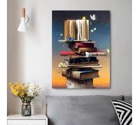 Baibexing Livres De Rêve Fantastiques, Paysage Coloré, Peinture Sur Toile, Affiche Et Impressions, Images D'Art Mural Pour Bibliothèque, Bureau, Décoration D'Intérieur, Format A5 40X60Cm Sans Cadre