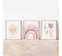 Baibexing Lot De 3 Affiches Boho Rainbow Sunshine Pour Chambre D'Enfant, Décoration Murale Pour Chambre D'Enfant, Garçon Ou Fille 40X60Cmx3Pcs Sans Cadre