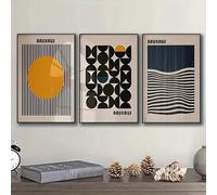 Baibexing Lot De 3 Toiles Abstraites Et Minimalistes Style Bauhaus, Motifs Géométriques, Affiches Et Imprimés, Décoration Murale Pour Salon Et Maison 40X60Cmx3Pcs Sans Cadre