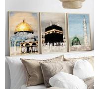Baibexing Mosquée Islamique Allah La Mecque Médine Kaaba Lieu Sacré Affiches Toile Peinture Impression Mur Art Photos Salon Décor 21X30Cmx3Pcs Sans Cadre