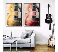 Baibexing Peinture Aquarelle Rétro De Guitare, Art Mural Moderne, Affiche De Musique Rock, Image Imprimée, Décoration De Chambre À Coucher, Maison, Salle De Concert 40X60Cmx2Pcs Sans Cadre