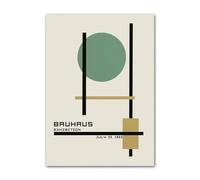 Baibexing Peinture Murale Abstraite Bauhaus Avec Lignes Géométriques Vertes, Affiche Imprimée, Décoration Pour La Maison, La Chambre À Coucher, Le Salon, Format A4 60X90Cm Sans Cadre
