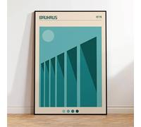 Baibexing Peinture Murale Abstraite Bauhaus Bleu Clair Avec Abat-Jour, Affiche, Impressions, Photos, Salon, Chambre, Décoration D'Intérieur Étanche 50X70Cm Sans Cadre
