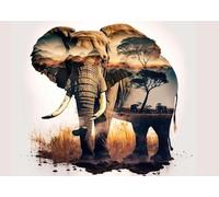 Baibexing Peinture Murale Vintage Avec Éléphants Et Coucher De Soleil, Paysage Animalier Sauvage, Affiches Et Impressions Sur Toile, Décoration D'Intérieur, Format A5 50X70Cm Sans Cadre