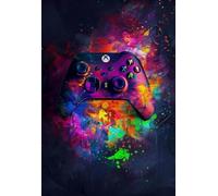 Baibexing Peinture Sur Toile Abstraite Avec Casque De Jeu, Impression Cool Pour Garçon, Affiche Murale Pour Salon, Décoration D'Intérieur, Format A7 30X40Cm Sans Cadre