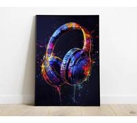 Baibexing Peinture Sur Toile Abstraite Avec Casque De Jeu, Impression Cool Pour Garçon, Affiche Murale Pour Salon, Décoration D'Intérieur, Format A8 30X40Cm Sans Cadre