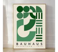 Baibexing Peinture Sur Toile Abstraite Minimaliste Tendance Bauhaus Géométrique Verte Du Milieu Du Siècle, Affiches Et Impressions Pour Décoration De Salon Et De Maison A1 50X70Cm Sans Cadre