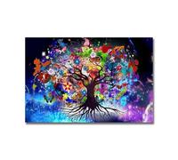 Baibexing Peinture Sur Toile Abstraite Nordique Avec Arbres Colorés Et Papillons, Affiches Et Impressions Murales, Décoration D'Intérieur, Format A2 40X50Cm Sans Cadre