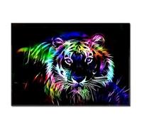 Baibexing Peinture Sur Toile Abstraite Représentant Un Tigre Coloré, Affiche, Impression, Art Mural, Décoration D'Intérieur, Format A5 60X90Cm Sans Cadre