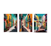 Baibexing Peinture Sur Toile Colorée De Rue Mexicaine, Affiche Et Impressions, Art Mural, Décoration De Salon 30X40Cmx3Pcs Sans Cadre