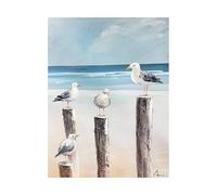 Baibexing Peinture Sur Toile De Mouette De Plage, Affiche D'Art Murale Imprimée, Oiseau, Animal, Paysage Côtier, Image Bleue Pour Salon, Décoration De Maison, A5 40X50Cm Sans Cadre