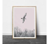 Baibexing Peinture Sur Toile D'Oiseau Volant, Tableau D'Art Mural, Paysage De Ciel Rose Avec Impression D'Art Sur Toile D'Oiseau Et Affiche, Décor Mural Moderne 50X70Cm Sans Cadre