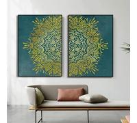 Baibexing Peinture Sur Toile Motif Mandala Floral, Couleurs Neutres, Style Bohème, Yoga, Décoration Murale, Affiche, Image Pour Salon, Maison 21X30Cmx2Pcs Sans Cadre