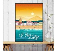 Baibexing Peinture Sur Toile Représentant Un Paysage De Voyage À Saint-Jean-De-Luz, Affiche Imprimée, Art Mural, Décoration De Salon Ou De Maison 40X60Cm Sans Cadre