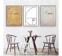 Baibexing Peinture Sur Toile Vintage Représentant La Spirale De Fibonacci, Brevet Du Nombre D'Or, Affiches Et Impressions, Décoration Murale 30X40Cmx3Pcs Sans Cadre