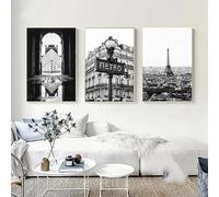 Baibexing Photographie De Paris Impression Noir Et Blanc Affiches Tour Eiffel Décor Paris Photo Mur Art Toile Peinture Photos Décoration De La Maison 40X50Cmx3Pcs Sans Cadre