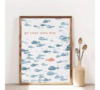 Baibexing « Suis Ton Propre Chemin » - Tableau Sur Toile Représentant Des Poissons Côtiers - Décoration Murale Pour Salon, Chambre Et Maison 21X30Cm Sans Cadre