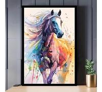 Baibexing Tableau Abstrait Coloré De Chevaux Sur Toile, Affiche Et Impression, Décoration Murale Pour Salon Et Maison 40X50Cm Sans Cadre