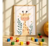 Baibexing Tableau Sur Toile Représentant Une Girafe De Dessin Animé, Idéal Pour Décorer Une Chambre D'Enfant. 30X40Cm Sans Cadre