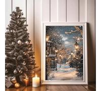 Baibexing Tableau Sur Toile Représentant Une Rue Enneigée Et Chaleureuse Avec Des Lanternes Et Des Flocons De Neige, Idéal Pour Décorer Votre Salon Ou Votre Intérieur. 30X40Cm Sans Cadre