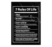 Baibexing Toile De Peinture Avec 7 Règles De Vie, Citations Vintage De Motivation, Affiches Et Imprimés, Tableau D'Art Mural Pour Décoration De Salon Et De Maison 60X90Cm Sans Cadre