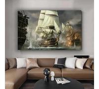 Baibexing Toile De Peinture De Navires De Pirate Vintage, Affiches Imprimées De Navires De Guerre À Voile, Peinture Artistique Murale, Décor De Maison, Décor De Bureau A1 60X90Cm Sans Cadre