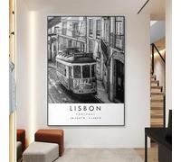 Baibexing Vintage Ville Lisbonne Voyage Impression Lisbonne Affiche Mur Art Minimaliste Photographie Photo De Lisbonne Portugal Toile Peinture Décor 50X70Cm Sans Cadre