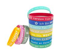 BaiDekun Lot de 36 bracelets de motivation pour enfants en allemand en silicone durable avec des dictons motivants - Idéal comme petit cadeau pour un anniversaire scolaire, la rentrée des classes ou