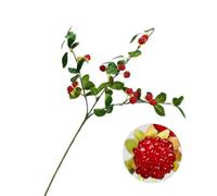 Baie artificielle avec tiges, myrtille réaliste avec tiges, fruits artificiels. Myrtille artificielle pour décoration de maison, cuisine, fête (rouge clair)
