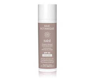 Baie Botanique Soleil Crème solaire bio pour le visage SPF 50 Sans filtre chimique Protection solaire Acide hyaluronique et Vitamine C Naturelle Vegan Sans traces Non toxique UVA/UVB Teinte claire 70g