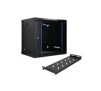 Extralink Baie de Brassage 19 Pouces 9U - Armoire réseau 400mm de Profondeur pour Montage Mural ou au Sol - Etagère Incluse - Charge admissible 60kg, Ouverture Frontale et arrière, Noir