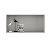 Baie de douche en acier inoxydable, sans carrelage, étagères murales, étagère de douche encastrée, imperméable, installation facile pour la rénovation de la salle de bain (gris clair, 60 x 32 x 12,5