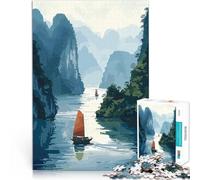 Baie d'Ha Long Vietnam Puzzles 1000 pièces pour Adolescents Jouets de Jeu stimulants Car C'est Un pour Toute la Famille 38x26cm