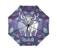 Baie Pourpre De Bison Blanc Parapluie de Voyage Coupe-Vent Ouverture Fermeture Automatiques,Protection Solaire UPF 50+ pour Enfants