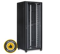 Baie réseau 42U 800x800 WAYTEX 37441M Baie de brassage informatique 19 pouces, avec Porte vitrée - Noir, Livrée montée sur palette