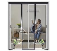 Baie Vitree Moustiquaire Enroulable 215x240cm Noir Porte Fenetre Rideaux Anti Mouches pour