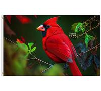 Baies D'Automne Cardinal Rouge Oiseau Branche Arbre Feuilles Paysage Naturel Drapeaux Décoratifs D'Extérieur 90X150Cm Décoratif Drapeau De Cour Double Face Bannière De Jardin Pour Jardin Fêtes