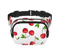 Baies de Cerises Rouges,Sac Banane carré Double Couche, Sac de Poitrine