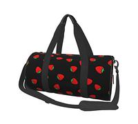 Baies de Fraise sur Une Couleur Noire Hommes Bagages de Voyage Sac de Sport Sac de Sport Week-End Voyage de Nuit Sac polochon