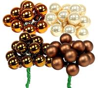 Baies miroir Ø1,5cm brun-or 140pcs pour décoration de Noël DIY bricolage arrangements vases bijoux