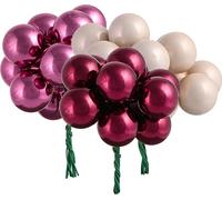 Baies miroir en verre Ø25mm 140 pcs Berry Rose Beige Crème Décoration de Noël