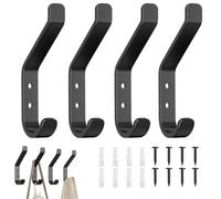 Baieye 4 Pièces Porte Manteau Mural Noir, Crochet Porte Manteau Style Moderne Minimaliste, Aciers Inoxydables Patère Conception à Double Crochet, Salle de Bain, Chambre,Cuisine,Porte D'entrée