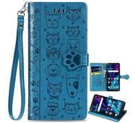 BaiFu Chat et Chien Coque pour Realme C100x 4G, Housse en Cuir Magnétique Dessin animé pour Realme C100x 4G-02