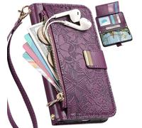 BaiFu Coque avec Honor X6d, Housse à Motif Floral, dragonne, béquille, Sac à Main à Fermeture magnétique, Étui Portefeuille pour Honor X6d-Violet